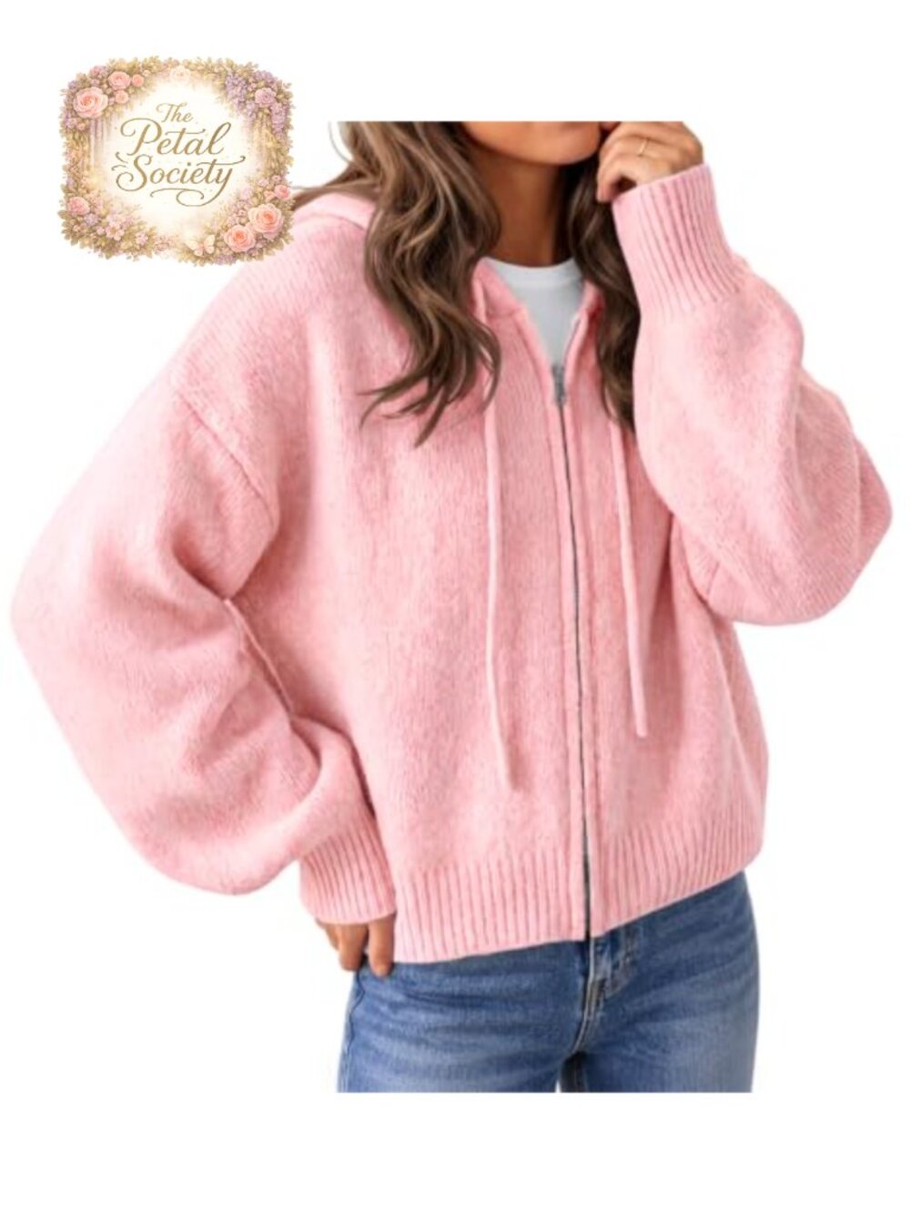 Womens Zip Up Hooded Cardigan Sweater Knit Jacket Outerwear